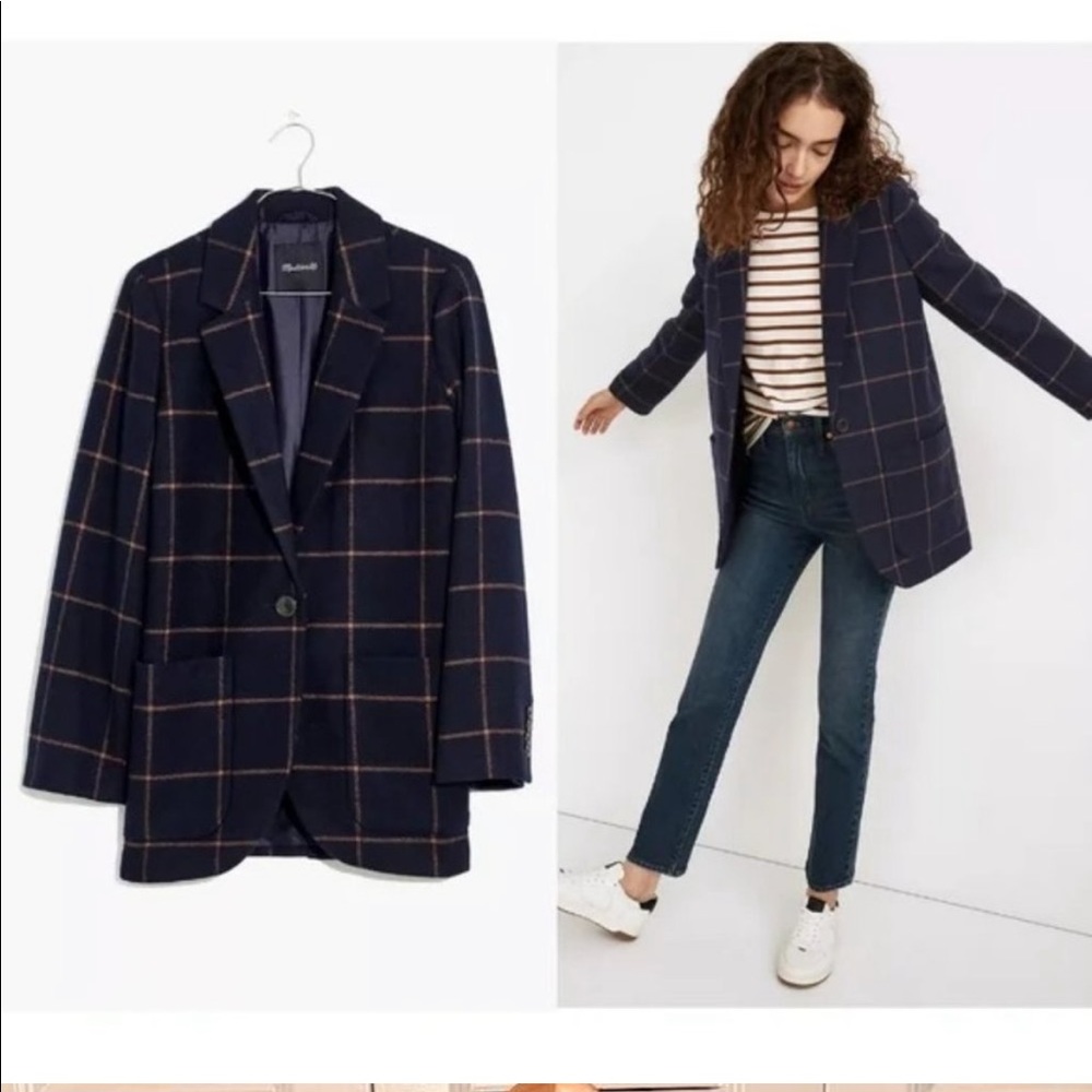 Madewell Larsen Blazer- Navy Windowpane